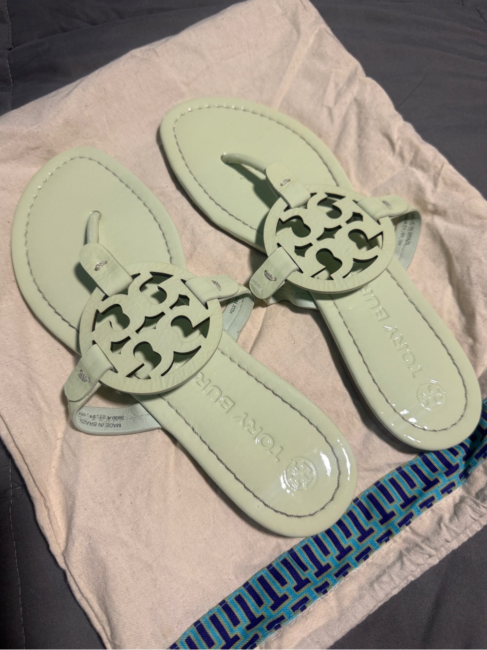 Tory Burch Women Mint Green Logo Sandals